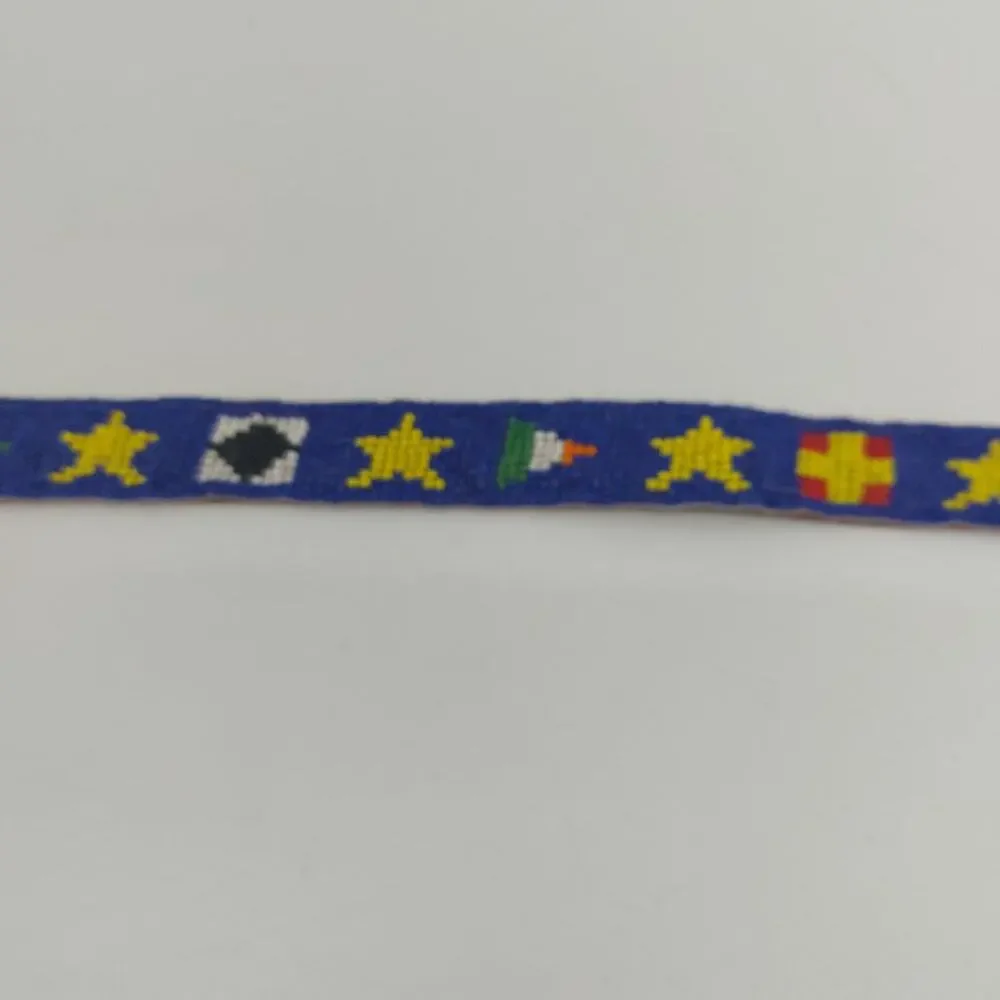 CDE Belt Size 28 Women Leather Tips Hand Beaded Star Flags